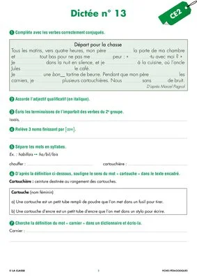 Une année de dictées CE2 janvier