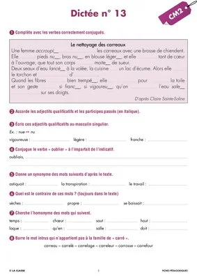 Une année de dictées CM2 janvier