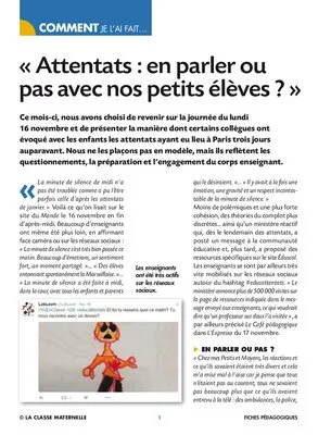 Attentats : en parler ou pas avec nos petits élèves ?