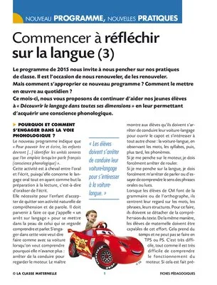 Commencer à réfléchir sur la langue (3)