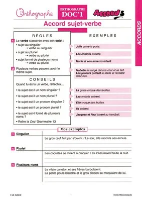 Les accords en genre et en nombre - les règles à retenir