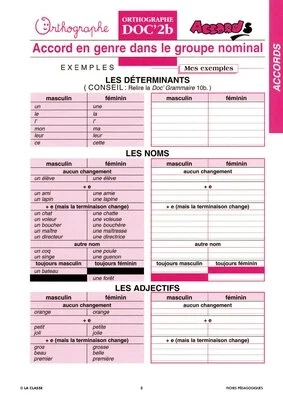 Les accords en genre et en nombre - les règles à retenir