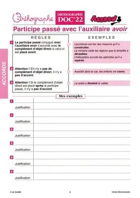 Orthographe CM. Les accords ~ Docs en stock