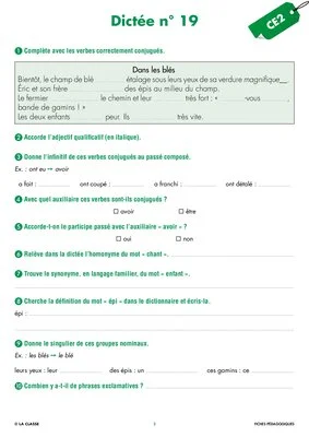 Une année de dictées CE2 mars