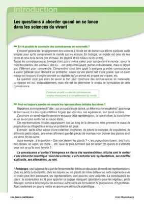 Enseigner les sciences du vivant en maternelle