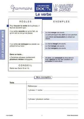 Grammaire CE. Les classes de mot