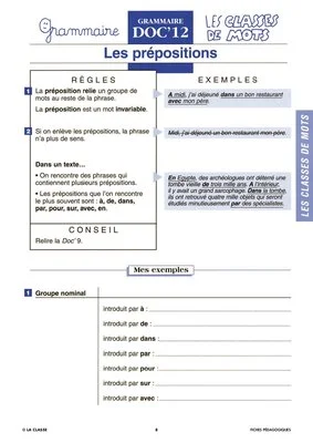 Grammaire CE. Les classes de mot