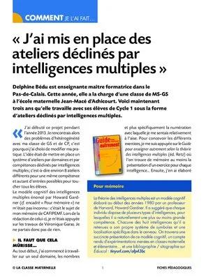 J'ai mis en place des ateliers déclinés par intelligences multiples