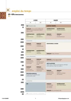 CE1 - 6 Emplois du temps - Nouveaux programmes 2016