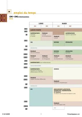 CM2 - 4 Emplois du temps - Nouveaux programmes 2016