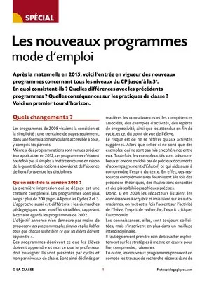 Les nouveaux programmes, mode d'emploi