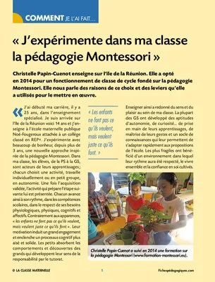 J'expérimente la pédagogie Montessori