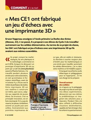 Imprimante 3D à l'école