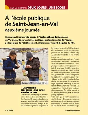 À l’école publique de Saint-Jean-en-Val deuxième journée