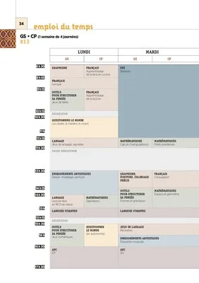 Les emplois du temps GS 2018
