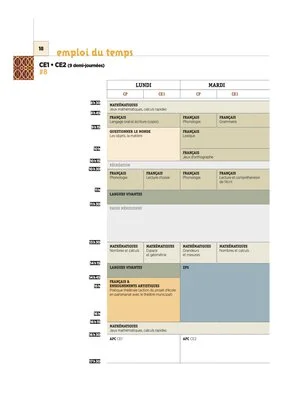 Les emplois du temps CE2 2018