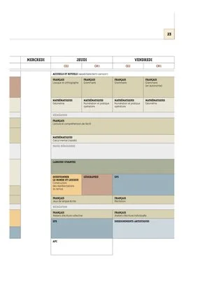 Les emplois du temps CE2 2018