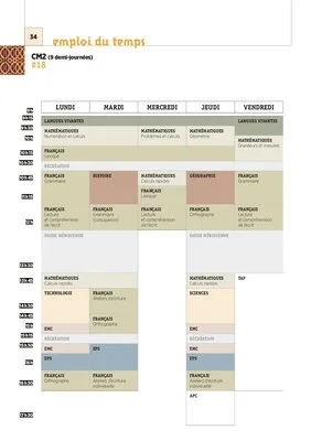 Les emplois du temps CM2 2018