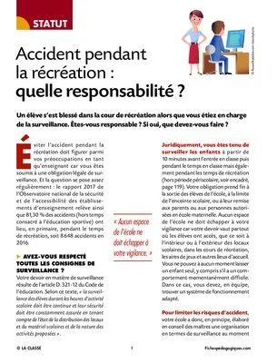Accident pendant la récréation : quelle responsabilité ?