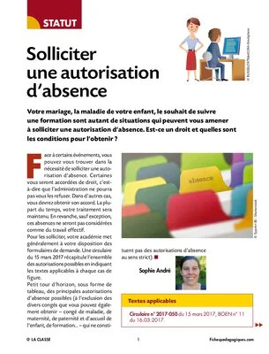 Solliciter une autorisation d’absence