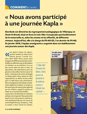 Nous avons participé à une journée Kapla