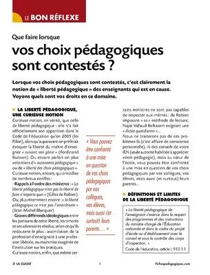 Que faire lorsque vos choix pédagogiques sont contestés ?