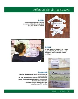 Entrez dans ma classe : les classes des mots (affichage)