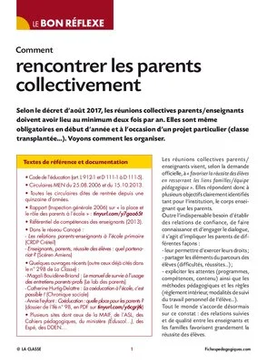 Comment rencontrer les parents collectivement ?