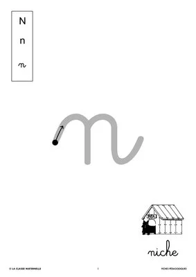 Ecrire la lettre n en cursive