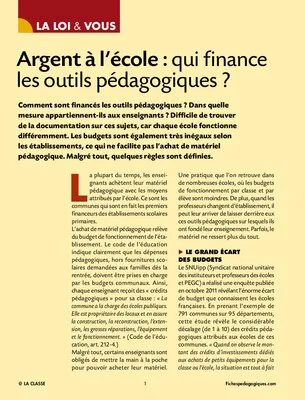 Argent à l’école : qui finance les outils pédagogiques ?