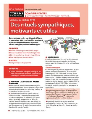 Ressources pour la rentrée Cycle 3