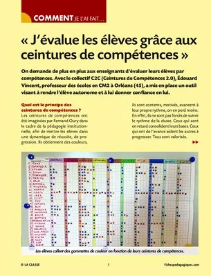 J’évalue les élèves grâce aux ceintures de compétences