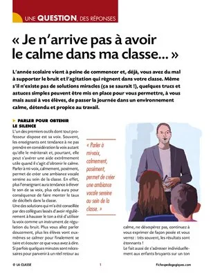 Je n’arrive pas à avoir le calme dans ma classe…