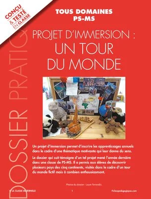 Projet tour du monde en maternelle (PS-MS) : projet pédagogique pluridisciplinaire