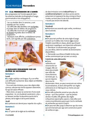 Progression orthographe - Novembre