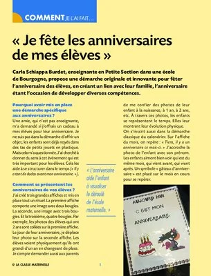 Je fête les anniversaires de mes élèves