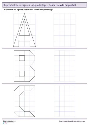 Reproduction sur quadrillage - les lettres