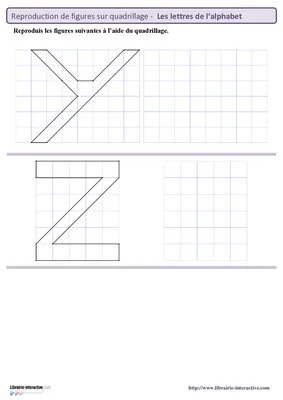 Reproduction sur quadrillage - les lettres