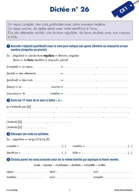 Une année de dictées CE1