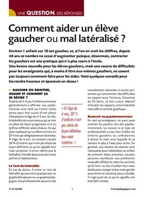 Comment aider un élève gaucher ou mal latéralisé ?