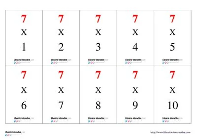 Memory tables de multiplication 7 à 10