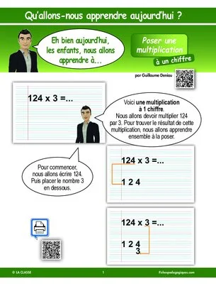 Apprendre à poser une multiplication à un chiffre