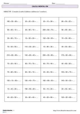 Calcul mental CM1-CM2