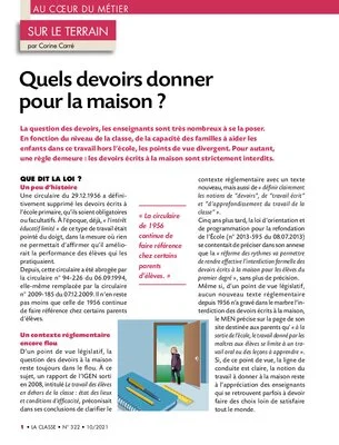 Quels devoirs donner pour la maison ?