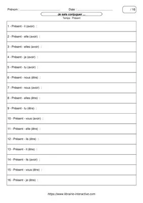 Conjuguer les verbes être et avoir au présent de l'indicatif
