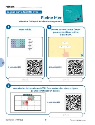 Jeux sur tablette avec 7 albums jeunesse
