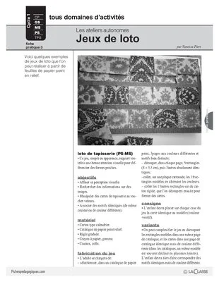 Ateliers autonomes (3) / Jeux de loto