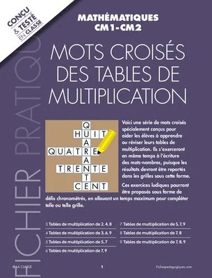 Mots croisés des tables de multiplication