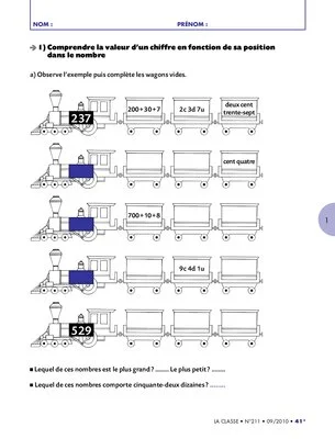 Bilan numération CE1