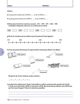 Bilan numération CE1